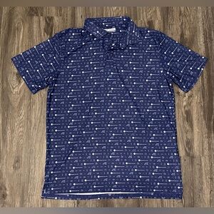 Men’s Fore Fathers Electric Co. Golf Blue Performance Stretch Polo Shirt- Medium
